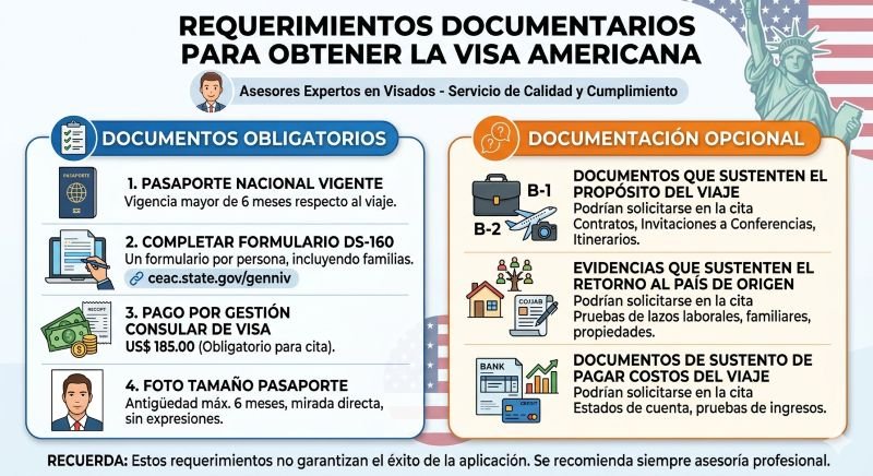 requerimientos para obtener visa b1 o b2 a estados unidos